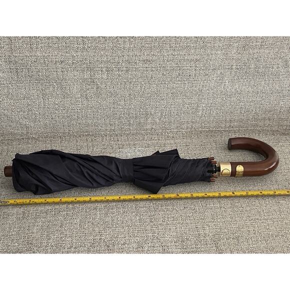 Vintage Yves St Laurent Opium for Men Push Button Umbrella with Wooden J Handle - Picture 14 of 16